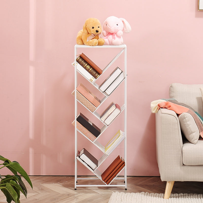 Modern Style Metal Bookcase White Open Bookshelf for Living Room