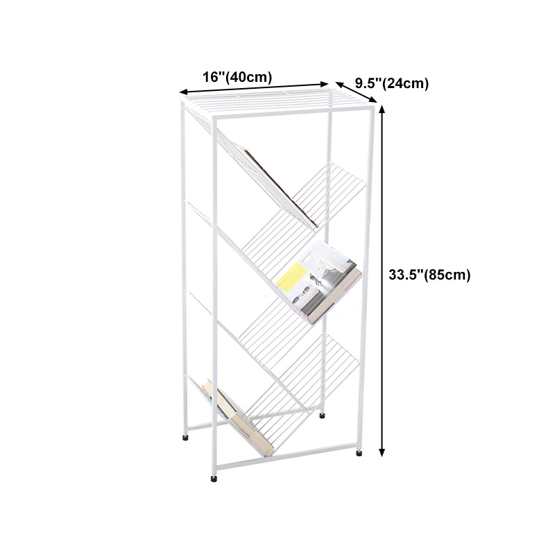 Modern Style Metal Bookcase White Open Bookshelf for Living Room
