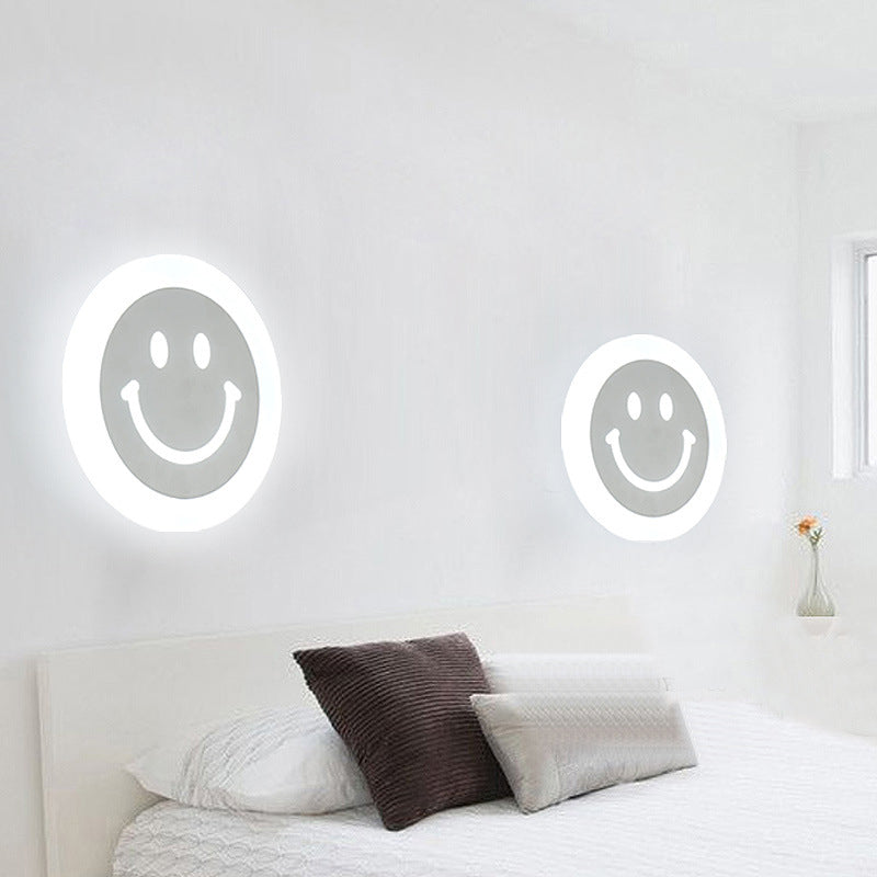 Smiley Face LED Sconce Lamp Ultra-Thin Acrylic Shaded LED Wall Lighting Fixture in Warm/White Light