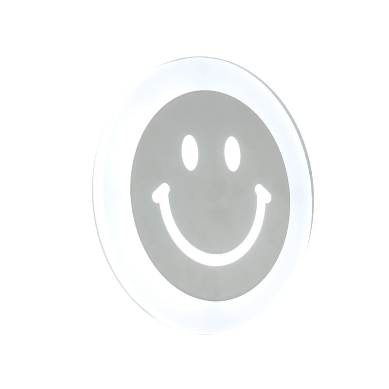 Smiley Face LED Sconce Lamp Ultra-Thin Acrylic Shaded LED Wall Lighting Fixture in Warm/White Light