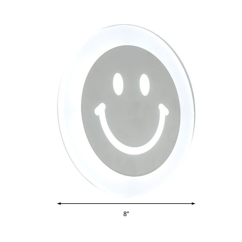 Smiley Face LED Sconce Lamp Ultra-Thin Acrylic Shaded LED Wall Lighting Fixture in Warm/White Light