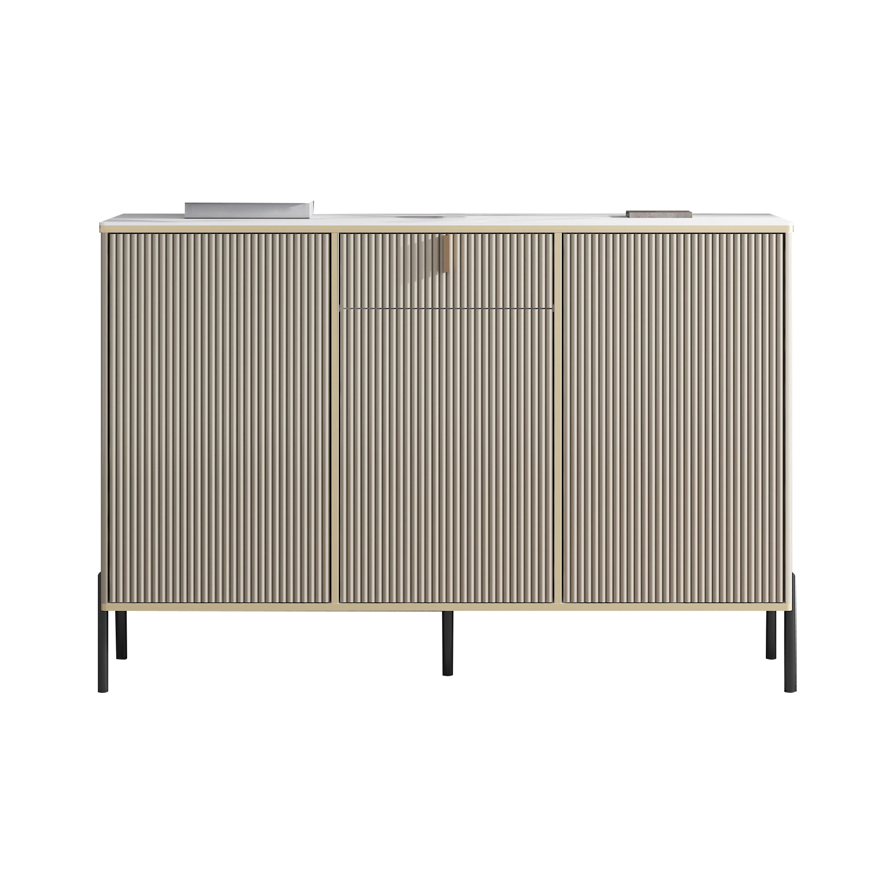 Contemporary Stone Dining Server Adjustable Shelving Server for Living Room