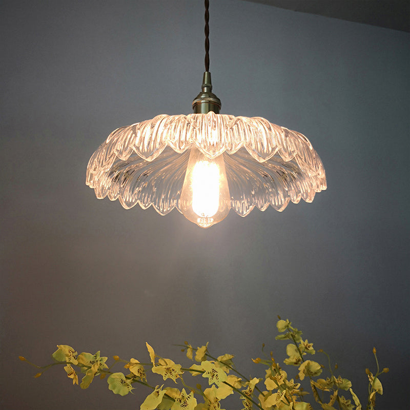 10 "/ 12" de large parapluie moderne pendant blanc Prismatic Glass 1-Light Restaurant Suspension Lampe en laiton