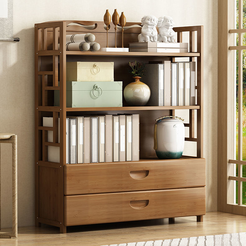 Brown Color Modern Style Bookshelf Closed Back Wood Bookcase