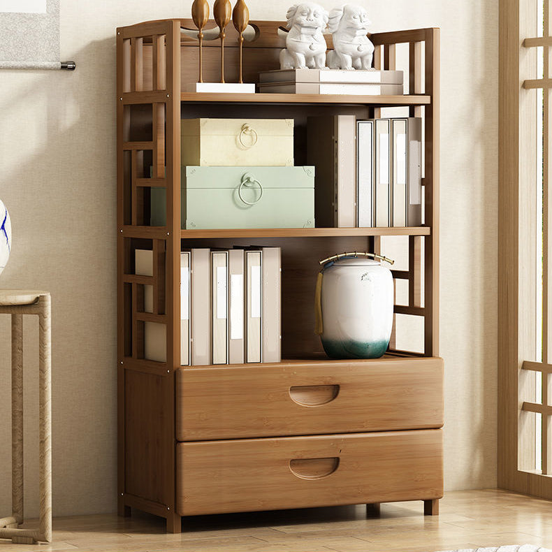 Brown Color Modern Style Bookshelf Closed Back Wood Bookcase