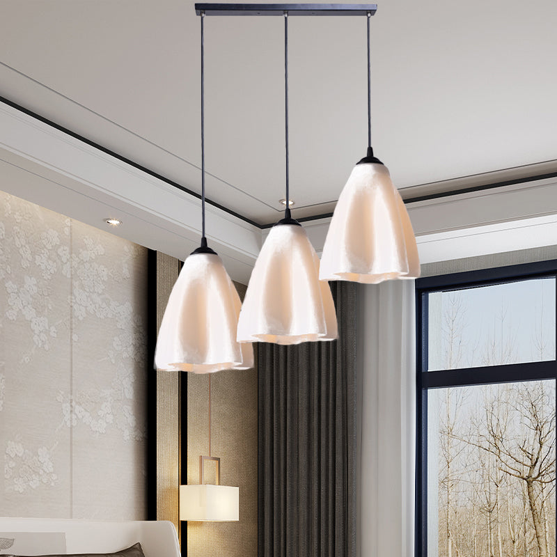Modernisme Flower Cluster Pendant Light Rose Gold Glass Salon Room Hanging Lamping, Cauve linéaire / ronde