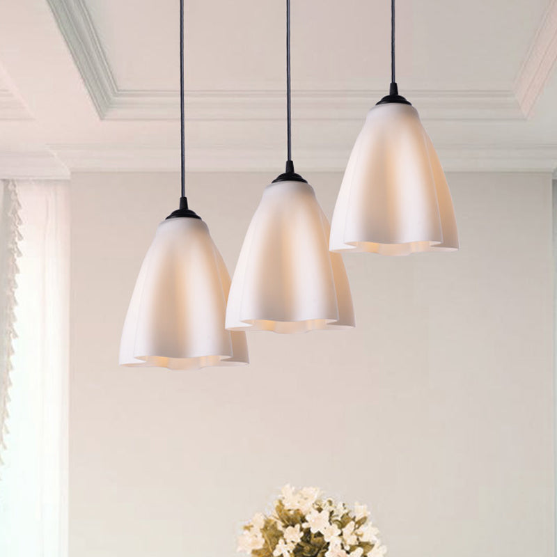 Modernisme Flower Cluster Pendant Light Rose Gold Glass Salon Room Hanging Lamping, Cauve linéaire / ronde