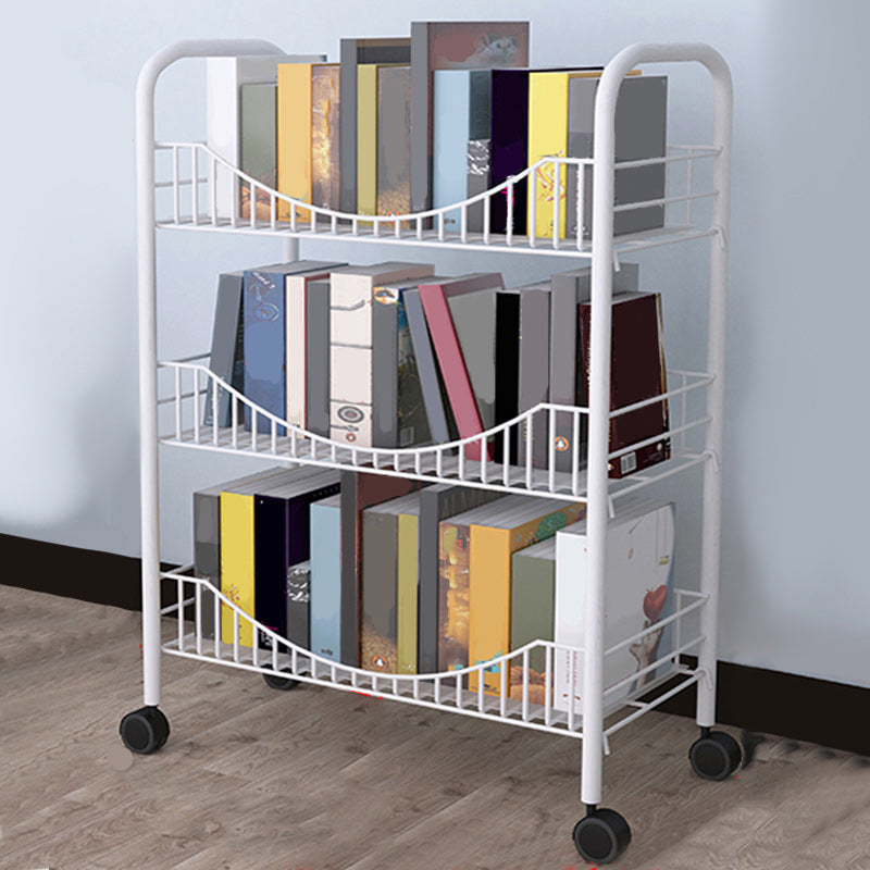 Industrial Metal Geometric Bookcase Open Back Bookcase with Wheels