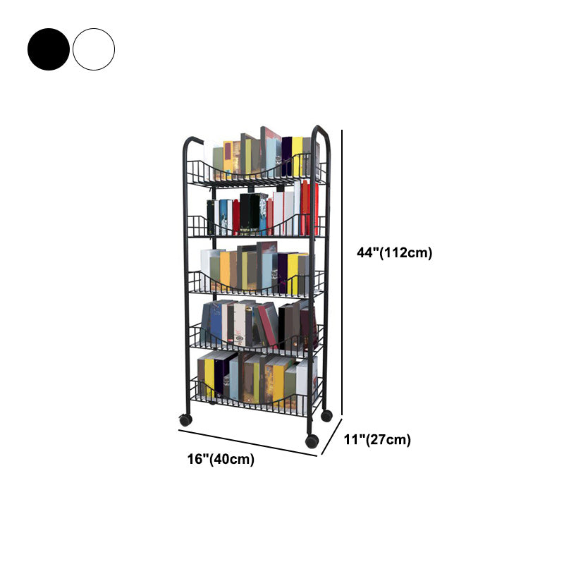 Industrial Metal Geometric Bookcase Open Back Bookcase with Wheels