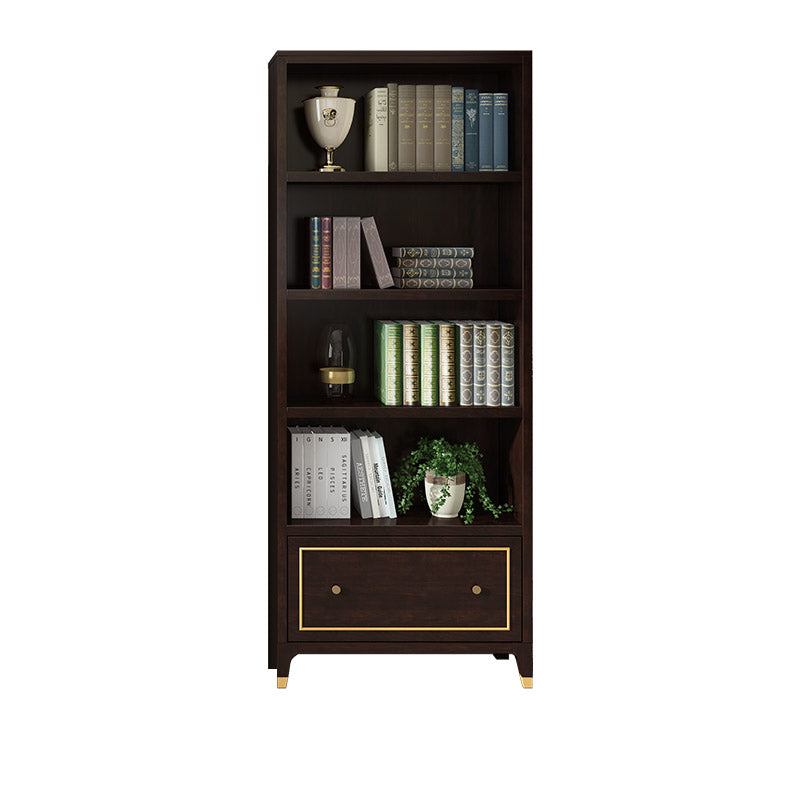 Vertical Glam Standard Bookcase Beech Closed Back Bookcase with Drawer