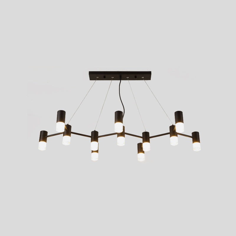 Suspension de branche finale noire Lumière Ctemporain Métal de 12 tâches Chandelier suspendu avec design linéaire