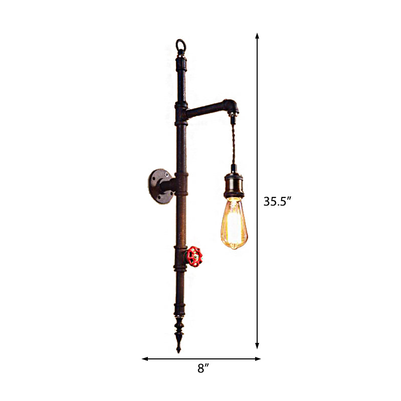 Metal Rust Sconce Light Exposed 1-Light Industrial Wall Mounted Light with Pressure Gauge