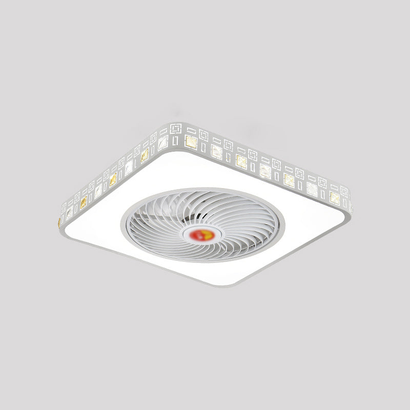 1-Light Modern Style LED Fan Light Metal Geometric Flush Mount Light for Bedroom