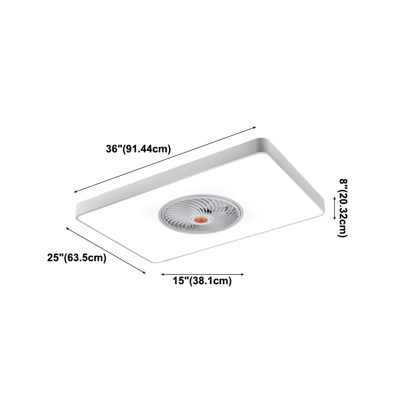 1-Light Modern Style LED Fan Light Metal Geometric Flush Mount Light for Bedroom