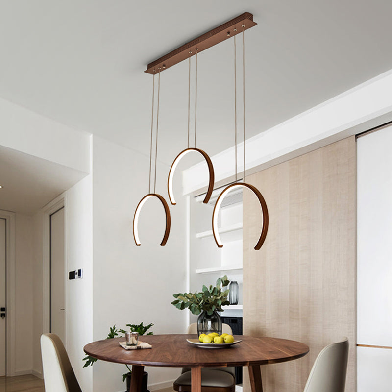 Acryl C-Form Pendelleuchten Leuchtanlage Einfacher Stil Weiß/Kaffee-LED-Decke für Speisesaal