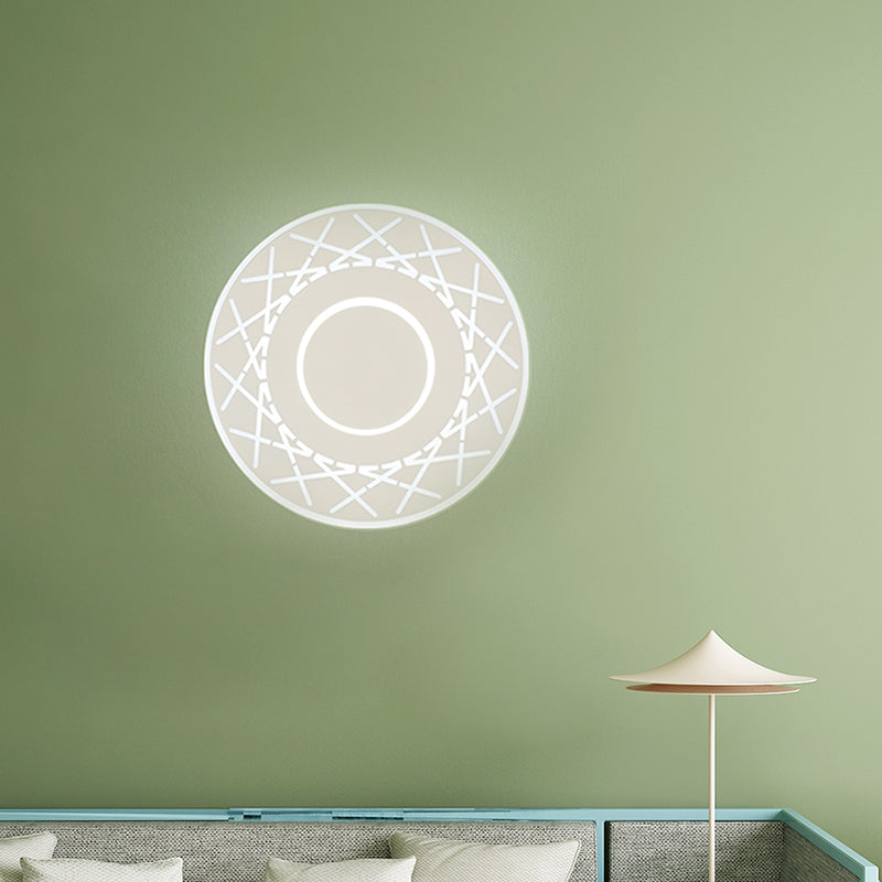 Luce da parete del disco acrilico Contemporaneo Lampada con applique a LED in bianco/nero in luce calda/bianca per soggiorno