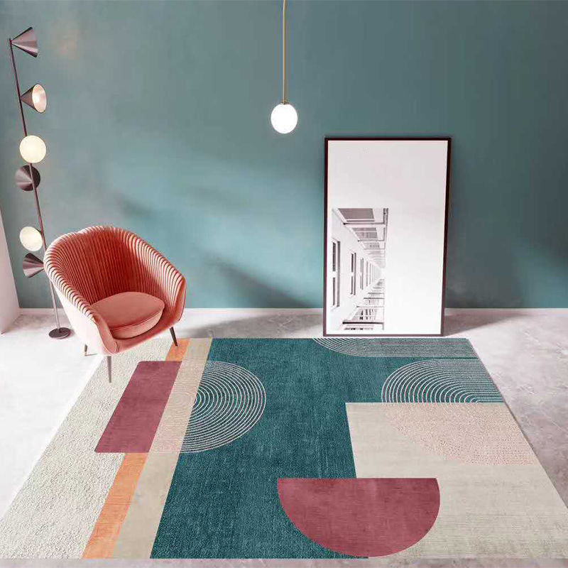 Dark Orange Circle Carpet Polyester Magnificent Carpet Washable Carpet for Home Decor