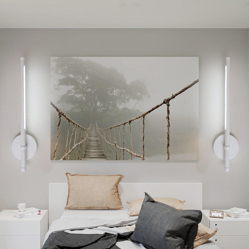 Modern LED -sconce licht met metalen en acrylschaduw Zwart/wit buisvormige wandmontage Licht in warm/wit licht