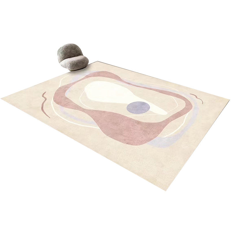 Light Brown Color Block Rug Polyester Simple Rug Non-Slip Backing Rug for Home Decoration
