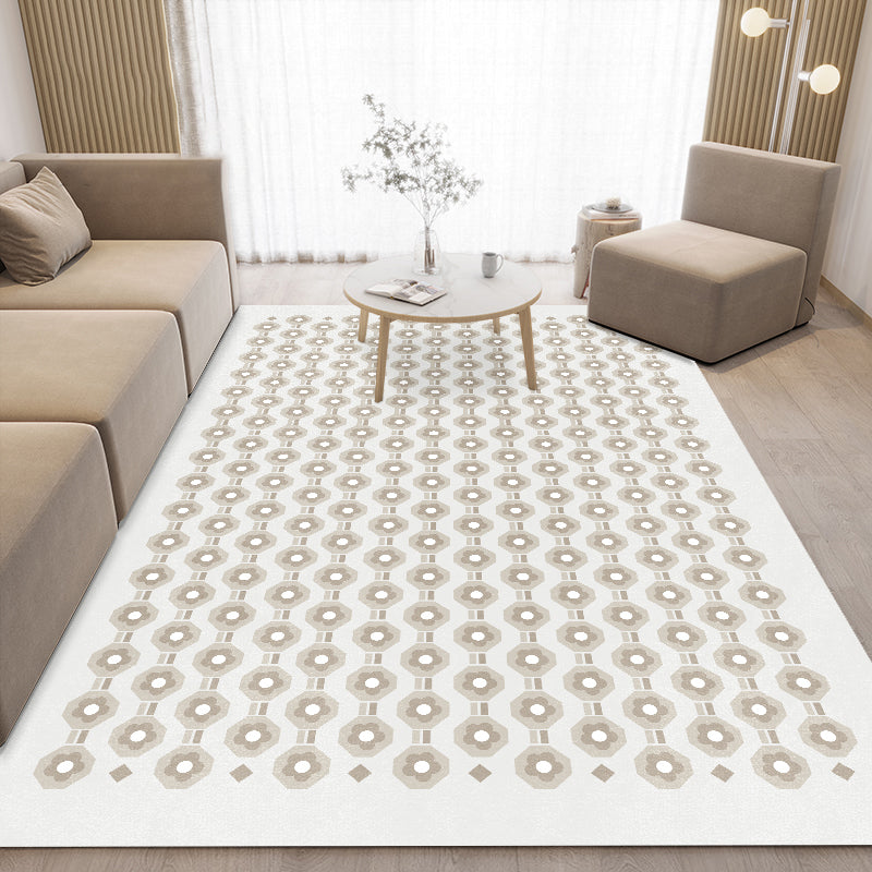 Apricot Casual Rug Polyester Print Rug Stain Resistant Rug for Drawing Room