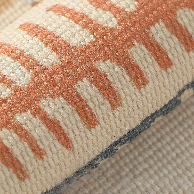 Orange Casual Rug Polyester Tassel Rug Stain Resistant Rug for Bedroom