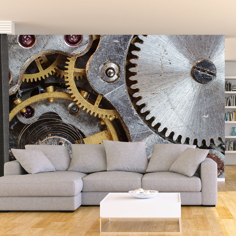 Metal Gear Photography Stain Resistant Wallpaper Living Room Wall Mural