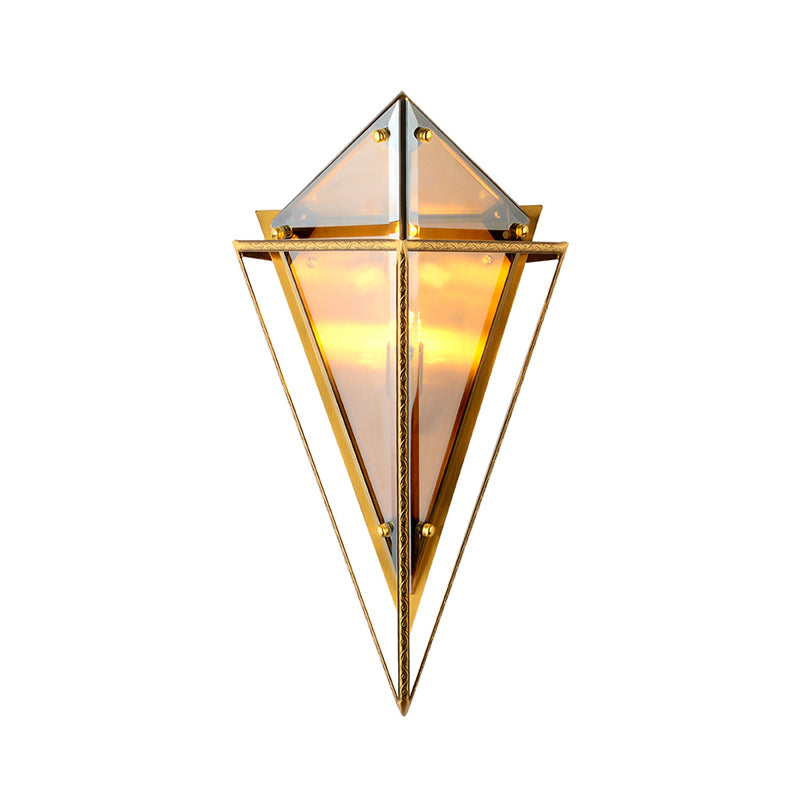 Triangle Wall SCONCE LICHT VINTAGE AMBER/Smokgrijs Glas 1 Lichte gang LED -wandlamp met ijzerframe