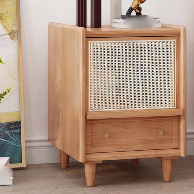 Modern Solid Wood Night Table 20'' Tall Drawer Storage Bed Nightstand with Legs