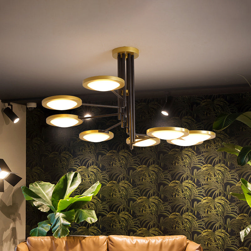 Black and Gold Round Ceiling Lighting Modernism 8 Lights Metal LED Chandelier Light with Spiral Design