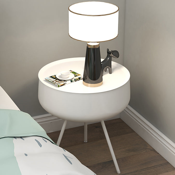 Modern 20'' Tall Bed Nightstand Metal Open Storage Leg Inchuded Accent Table Nightstand