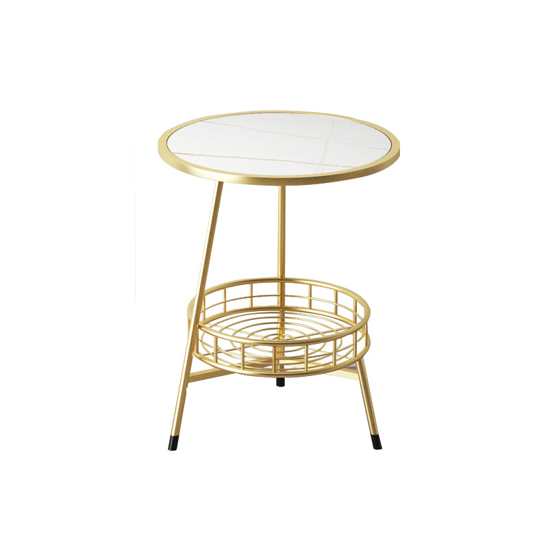Shelving Glam Bedside Cabinet Open Storage Metal Bed Nightstand with Legs