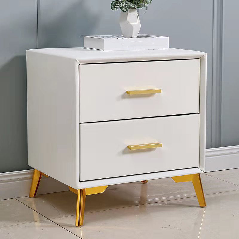 20'' Tall Glam Accent Table Nightstand 2-Drawer Plates Bed Nightstand with Legs