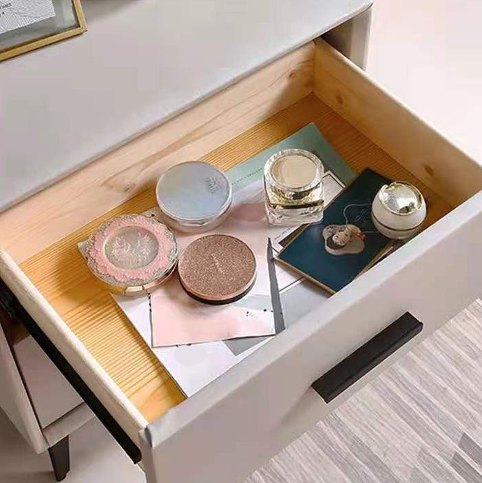 20'' Tall Glam Accent Table Nightstand 2-Drawer Plates Bed Nightstand with Legs