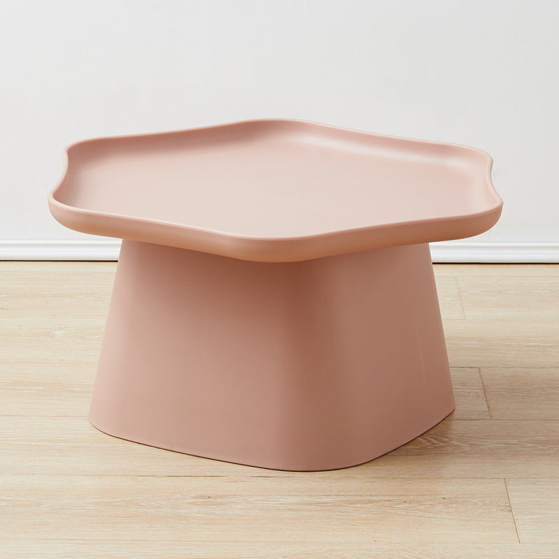 Plastics Modern Nightstand Non-Storage Round Accent Table Nightstand in Grey/Pink/Yellow