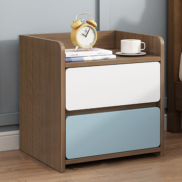 Modern Artificial Timber Bed Nightstand Medium Wood Night Table with Drawer