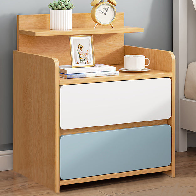 Modern Artificial Timber Bed Nightstand Medium Wood Night Table with Drawer