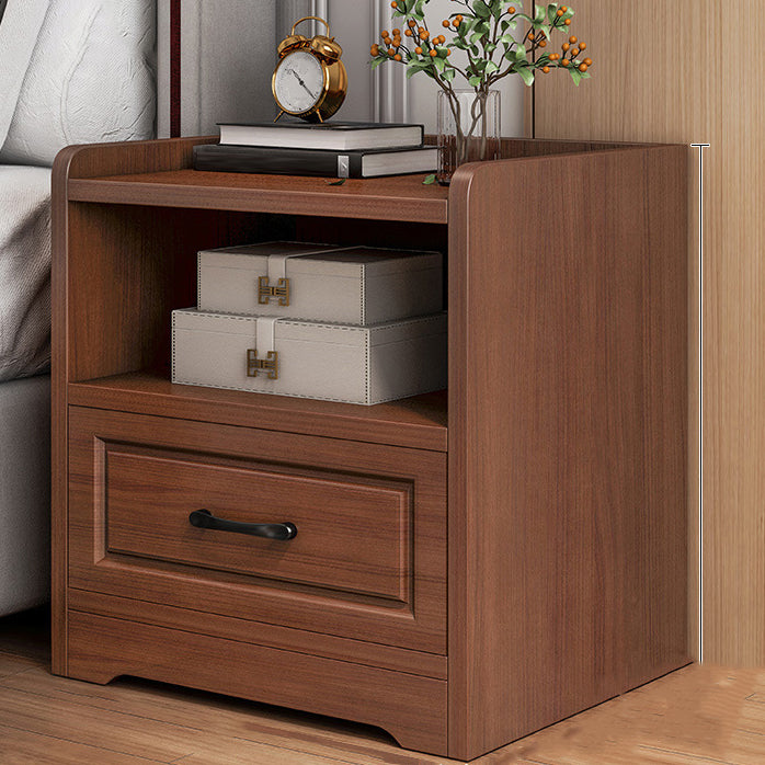 Modern Artificial Timber Bed Nightstand Medium Wood Night Table with Drawer