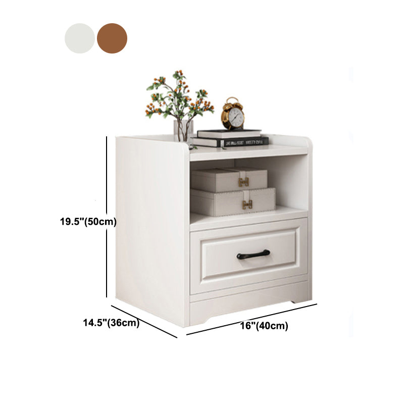 Modern Artificial Timber Bed Nightstand Medium Wood Night Table with Drawer