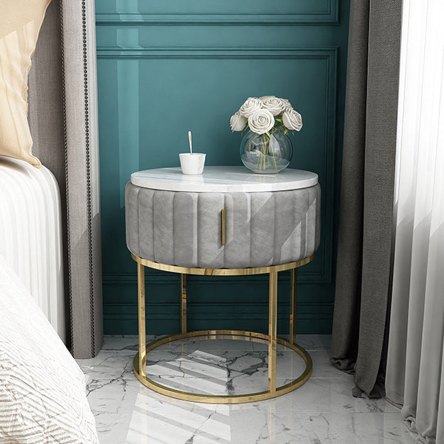 20'' Tall Metal Night Table Glam Marble Top 2-Drawer Bed Nightstand