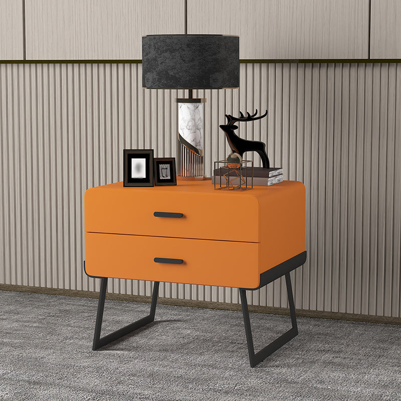 20'' Tall Drawer Storage Accent Table Nightstand Modern Faux Leather Nightstand