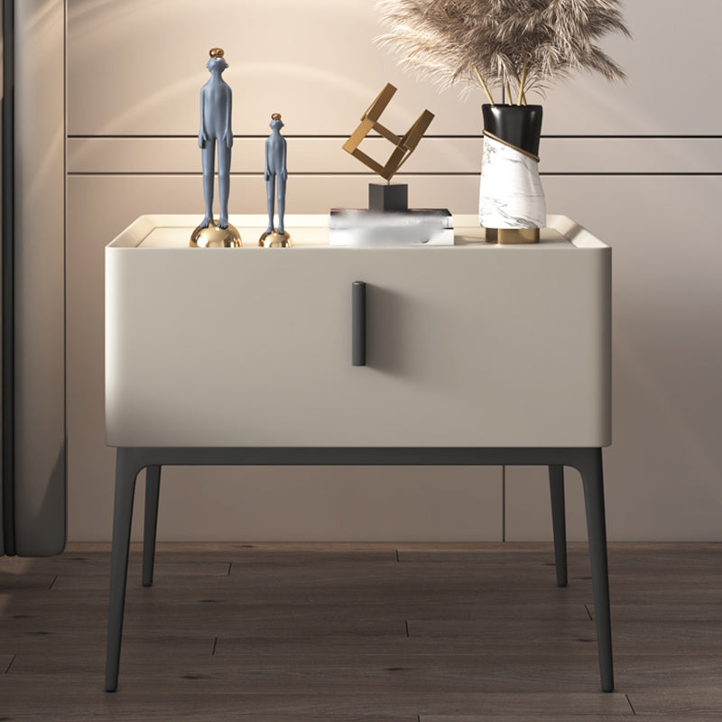 20'' Tall Drawer Storage Accent Table Nightstand Modern Faux Leather Nightstand