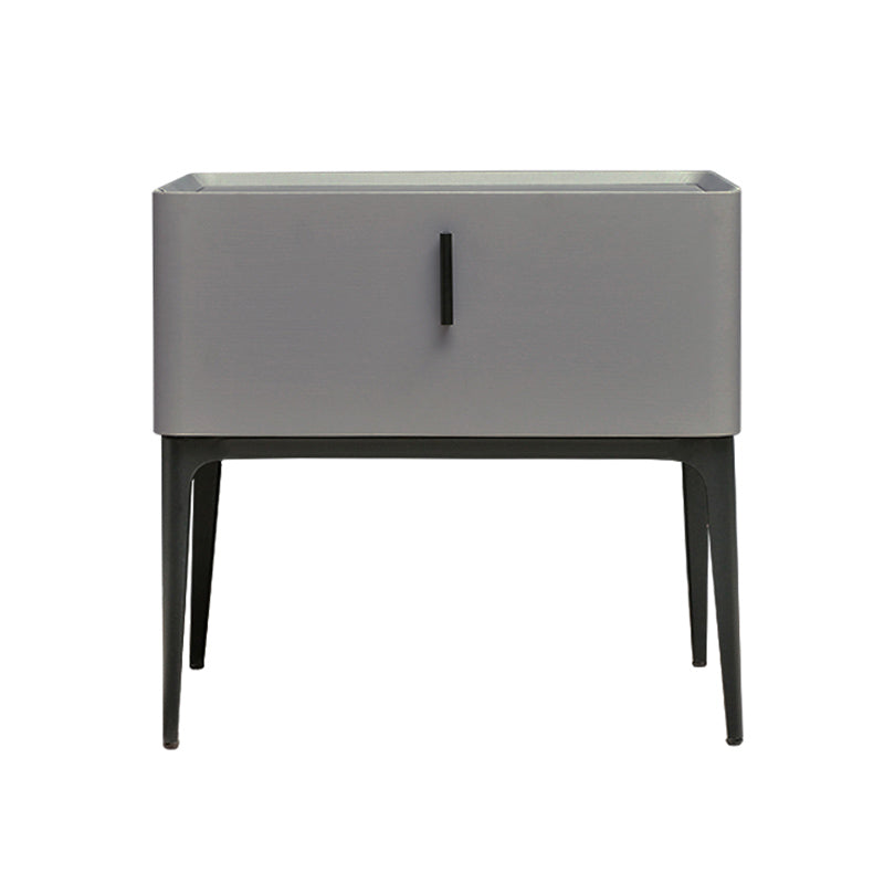 Solid Wood Night Table Modern 19'' Tall 1-Drawer Faux Leather Bed Nightstand with Legs