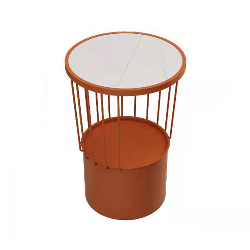Open Storage Night Table Modern Metal Stone Top 22'' Tall Bed Nightstand