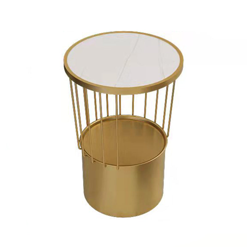Open Storage Night Table Modern Metal Stone Top 22'' Tall Bed Nightstand