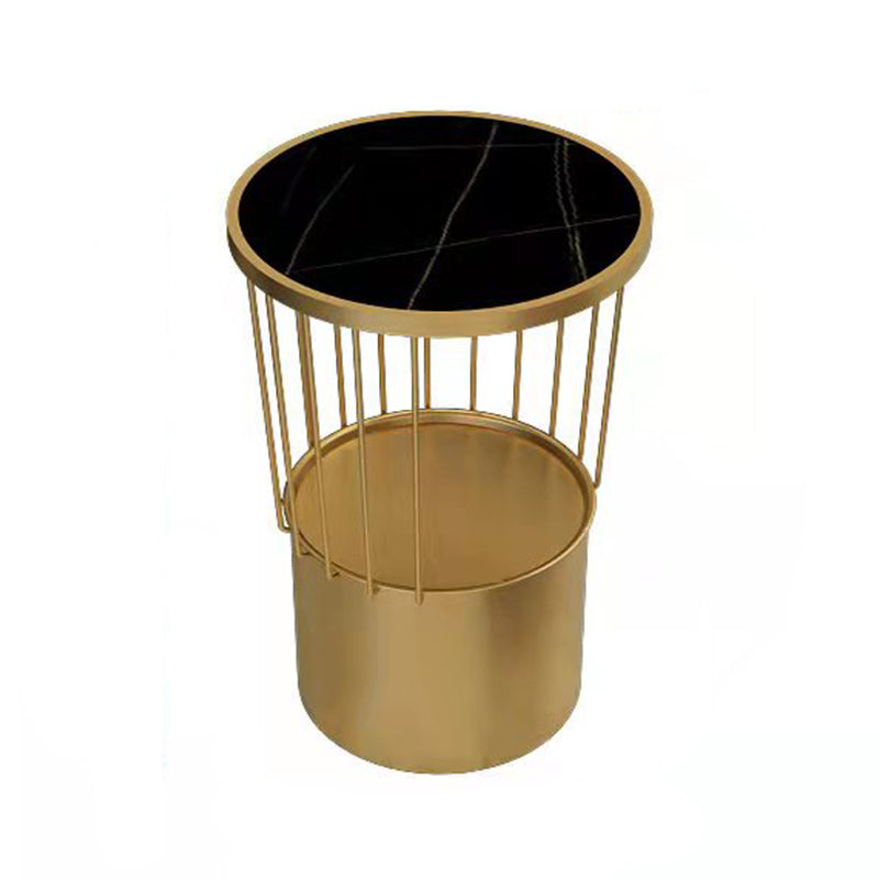 Open Storage Night Table Modern Metal Stone Top 22'' Tall Bed Nightstand