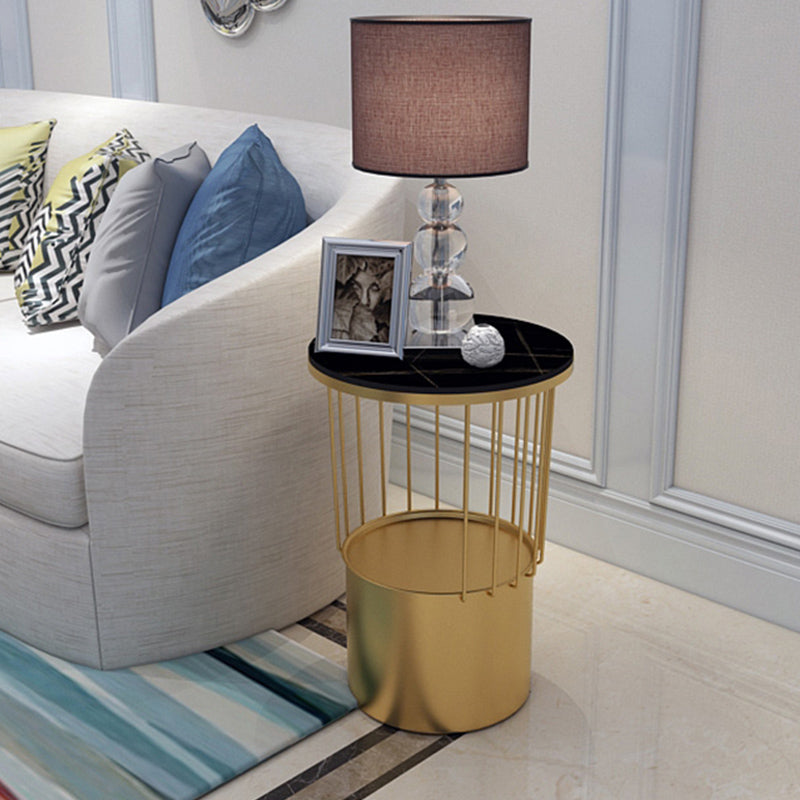 Open Storage Night Table Modern Metal Stone Top 22'' Tall Bed Nightstand