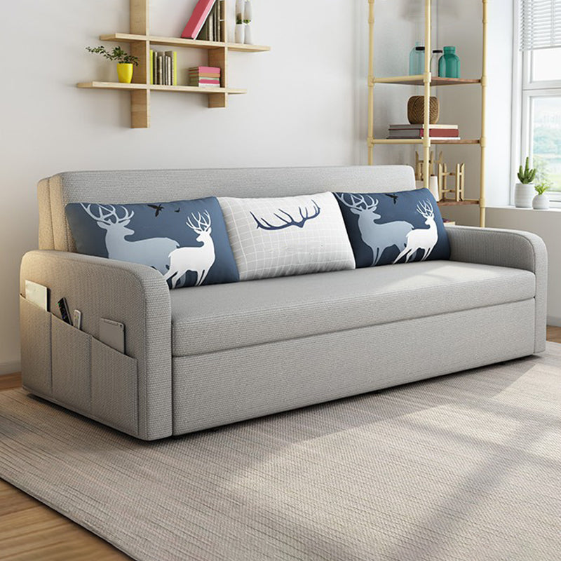 Linen Contemporary Square Arm Sofa Bed Foldable Convertible Sofa for Living Room