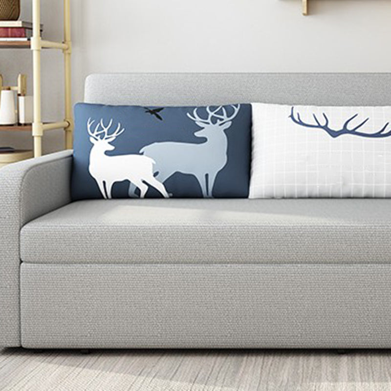Linen Contemporary Square Arm Sofa Bed Foldable Convertible Sofa for Living Room