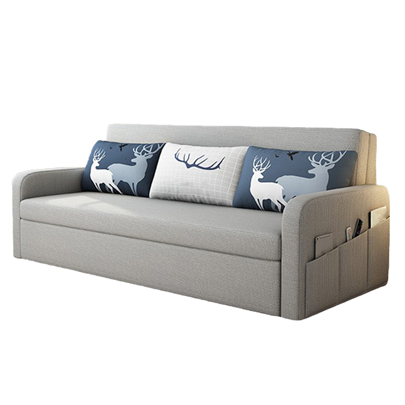 Linen Contemporary Square Arm Sofa Bed Foldable Convertible Sofa for Living Room