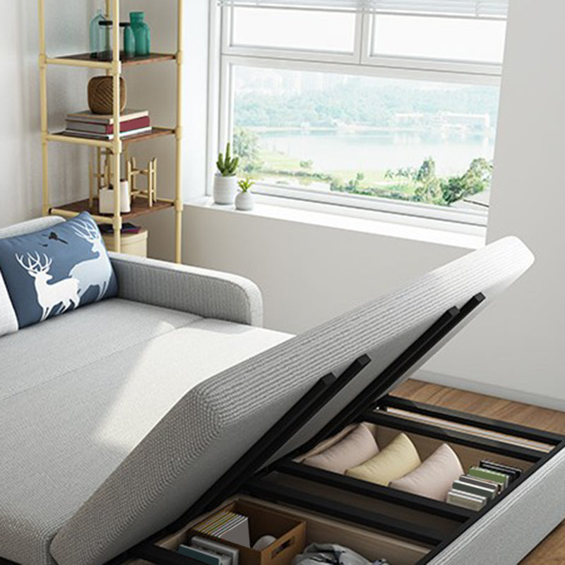Linen Contemporary Square Arm Sofa Bed Foldable Convertible Sofa for Living Room